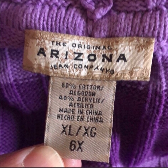 Girls Jacket Arizona Y2K Sweater Hoodie Jacket Purple Striped Zip Up Girls XL 6X - Picture 10 of 11